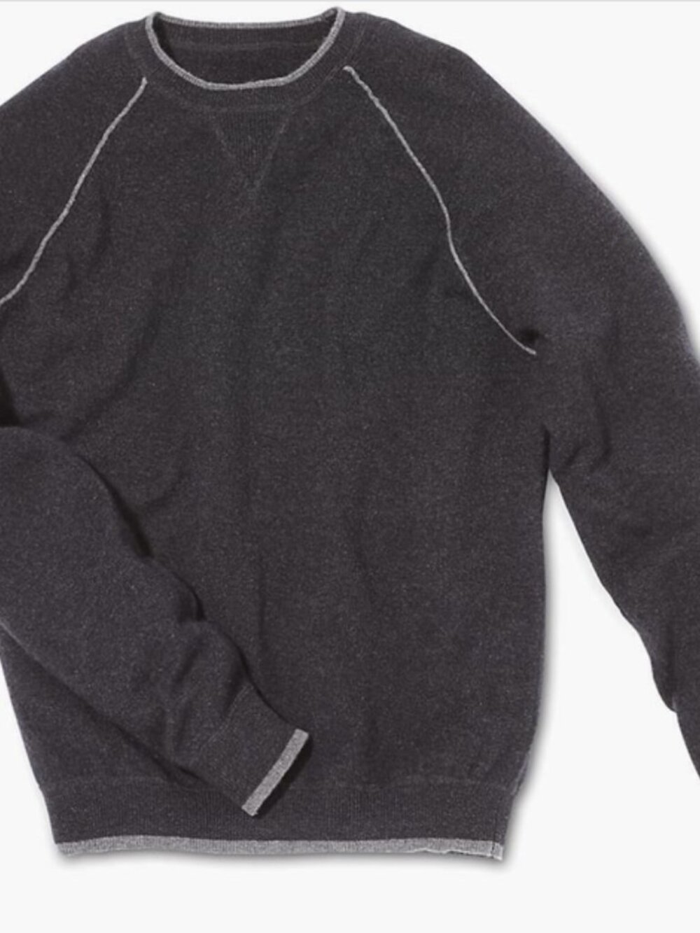 100% Cashmere Men's Dark Gray Crewneck Sweater